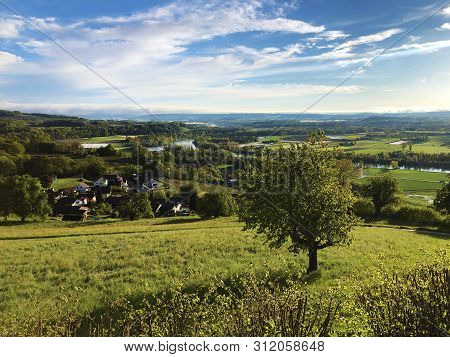 Rhine River Valley And Fertile Agricultural Fields, Buchberg - Canton Of Schaffhausen, Switzerland