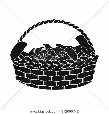 Vector Design Of Basket And Mushroom Sign. Collection Of Basket And Picnic Stock Symbol For Web.