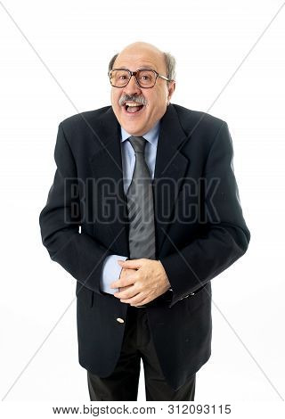 Portrait Of Last Day At Work Of Happy Senior Businessman Excited About His Retirement