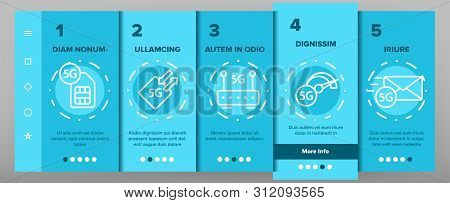 5g Fast Network, Connection To Website Vector Onboarding Mobile App Page Screen. High Speed Internet
