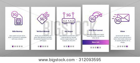 5g Fast Network, Connection To Website Vector Onboarding Mobile App Page Screen. High Speed Internet