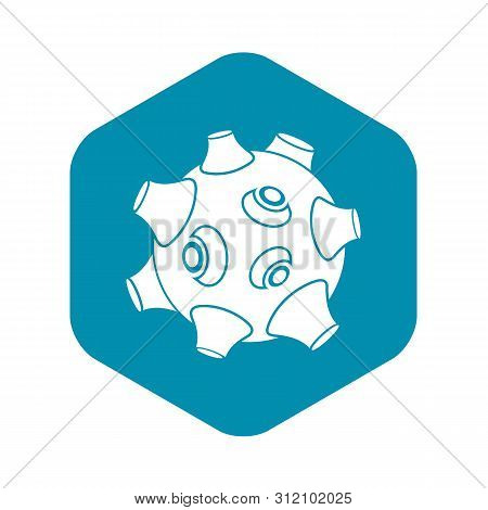 Moon With Craters Icon. Simple Illustration Of Moon With Craters Vector Icon For Web