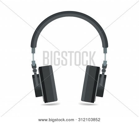 Headphones Icon, Flat Design Sound Music Illustration, Music Equipment