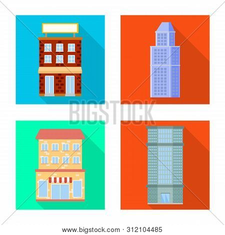 Vector Illustration Of Municipal And Center Sign. Set Of Municipal And Estate Stock Symbol For Web.