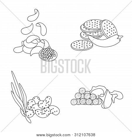 Vector Illustration Of Taste And Crunchy Logo. Collection Of Taste And Cooking Vector Icon For Stock