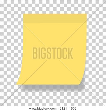 Simple Note Paper Or Sticky Sticker. Template Sticky Note With Adhesive Tape On Transparent Backgrou