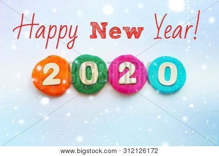 2020 Background .the Concept Of The New 2020. New Year With Colorful Numbers 2020 On White Backgroun