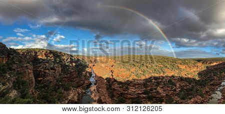 Panorama Of Z-bend Landscape In Western Australia In Late Sunny Afteroon After Rain With Full Colorf