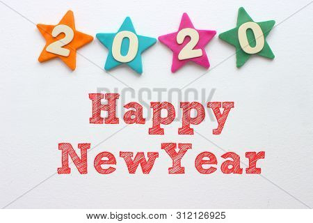 2020 Background .the Concept Of The New 2020. New Year With Colorful Numbers 2020 On White Backgroun
