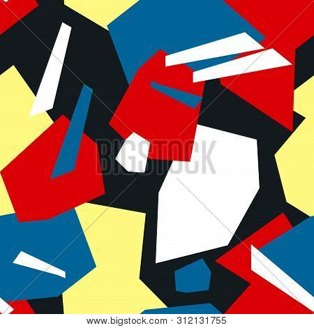 Abstract Seamless Pattern With Graphyc Elements, Modern Abstract Shapes.   Avant-garde Collage Style