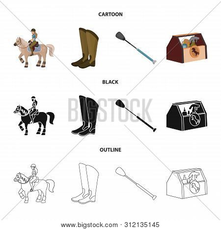 Vector Design Of Equipment And Riding Symbol. Set Of Equipment And Competition Vector Icon For Stock