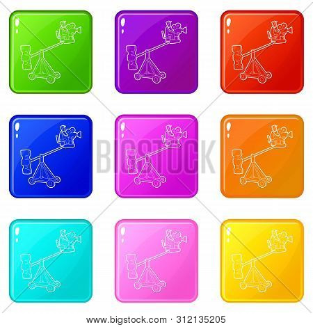 Difficult Filming Icons Set 9 Color Collection Isolated On White For Any Design