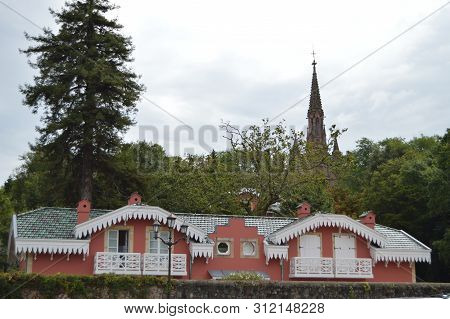 Dome Of Sobrellano Palace On A Cloudy Day In Comillas. August 26, 2013. Comillas, Cantabria. Holiday