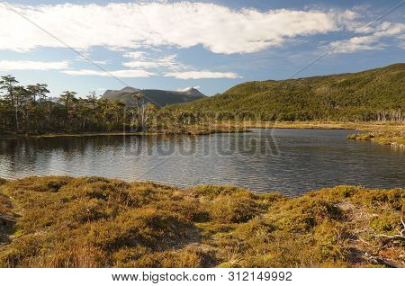 View On The Lake And Mountains Around On The Southernmost Trek In The World In Dientes De Navarino I