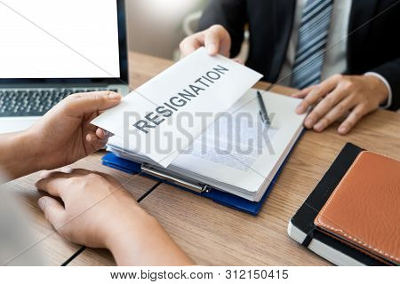 Businessman Sending Resignation Letter To Employer Boss Including About Resignation From Positions A
