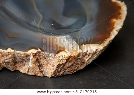 Slice Of Geode Blue Colorful Gemstone Looking Like Normal Rock From Outside Not Hollow Inside