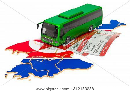 Bus Travel In North Korea, Concept. 3d Rendering Isolated On White Background