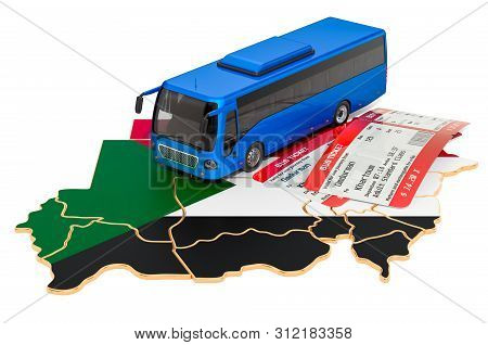 Bus Travel In Sudan, Concept. 3d Rendering Isolated On White Background