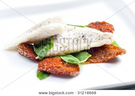 cod with dried tomatoes and basil