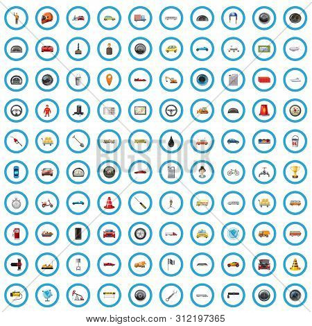 100 Road Icons Set In Cartoon Style For Any Design Illustration