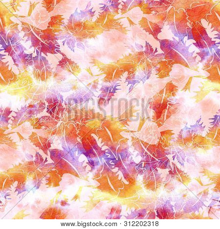 Seamless Pattern With Flowers. Summer Concept. Mix-media Design. Digital Painting And Watercolor Tex