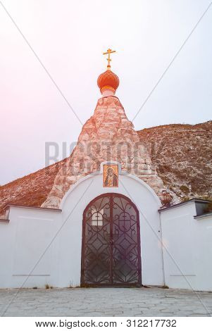 Ancient Stone Orthodox Church In Russia, Vertical Frame