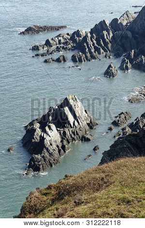 Rocks At Bennetts Mouth, Bull Point, North Devon, Uk