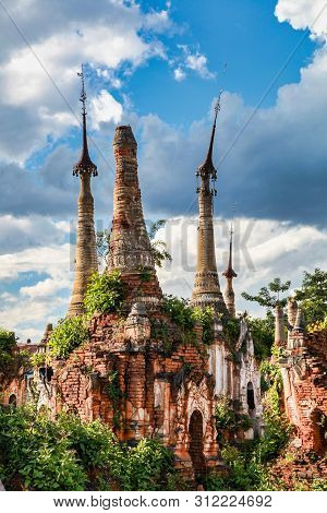 Shwe Indein Pagoda In The Village Of Indein, Near Ywama, Inle Lake, Myanmar Burma