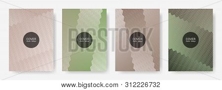 Zig Zag Lines Halftone Banner Templates Set, Gradient Stripes Texture Vector Backgrounds For Magazin