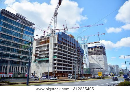 Warsaw, Poland. 18 July 2019. Construction Of The Warsaw Hub. The Warsaw Hub Will Comprise 75,000 Sq
