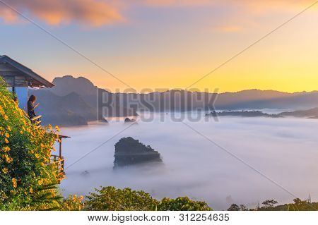 Mountain And Flower Views Of Phu Langka National Park ,thailand