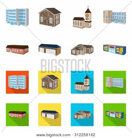 Vector Illustration Of Facade And Housing Sign. Collection Of Facade And Infrastructure Stock Vector