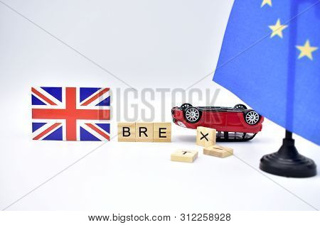 The Brexit And The Flags Of The United Kingdom And The European Union.