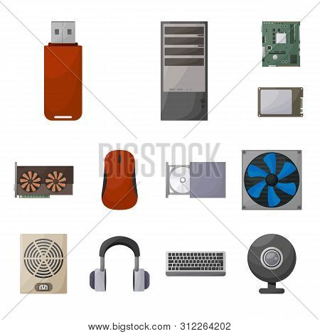 Vector Design Of Computer And Hardware Logo. Set Of Computer And Component Stock Vector Illustration