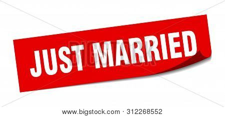 Just Married Sticker. Just Married Square Isolated Sign. Just Married