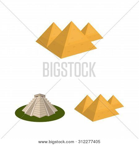 Isolated Object Of Pyramid And Egypt Sign. Set Of Pyramid And Egypt Stock Symbol For Web.