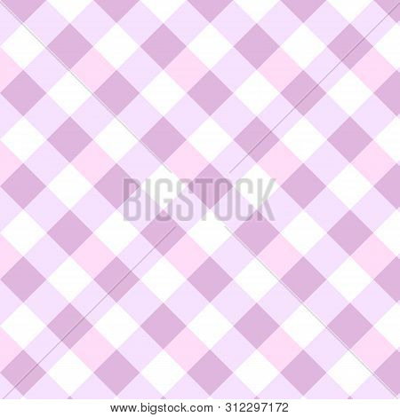 Pink Rhombus Gingham Pattern. Squares Texture For Plaid, Tablecloths, Clothes, Shirts. Vector Illust