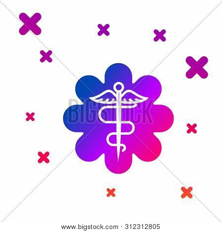 Color Emergency Star - Medical Symbol Caduceus Snake With Stick Icon Isolated On White Background. S