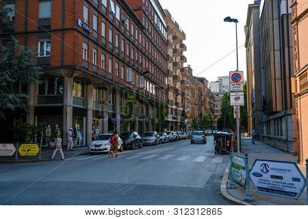 Rovigo, Italy - July, 11, 2019: one of the central streets of Rovigo, Italy