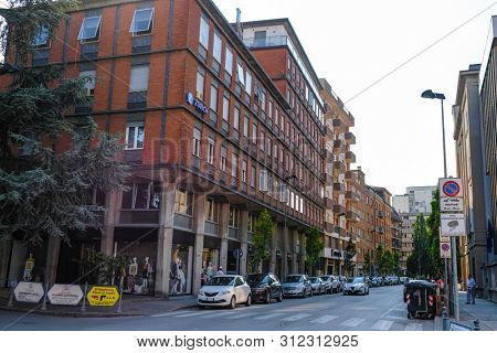 Rovigo, Italy - July, 11, 2019: one of the central streets of Rovigo, Italy