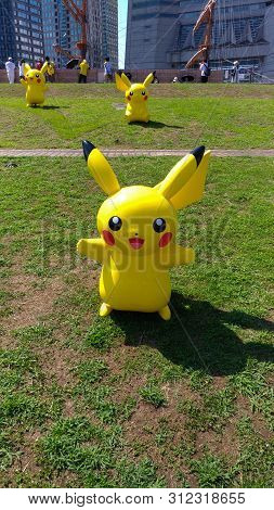 Yokohama, Japan - August 09, 2017: Pikachu Outbreak! 2017. A Real-world Event Organized By The Pokém