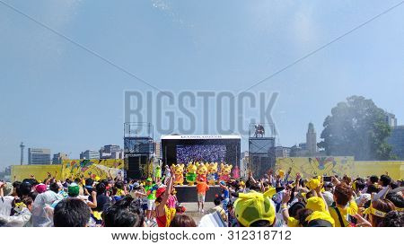 Yokohama, Japan - August 09, 2017: Pikachu Outbreak! 2017. A Real-world Event Organized By The Pokém