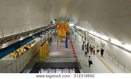 Yokohama, Japan - August 09, 2017: Pikachu Outbreak! 2017. A Real-world Event Organized By The Pokém