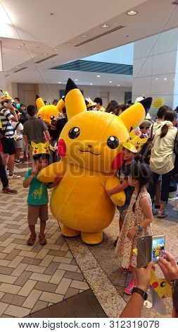 Yokohama, Japan - August 09, 2017: Pikachu Outbreak! 2017. A Real-world Event Organized By The Pokém