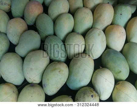 Ripe green tropical mango background