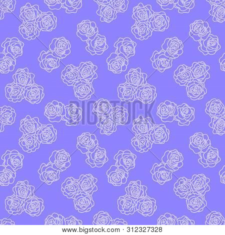 The White Outline Of A Flower On Purple Background. Vintage Texture. Retro Style Background. Decorat