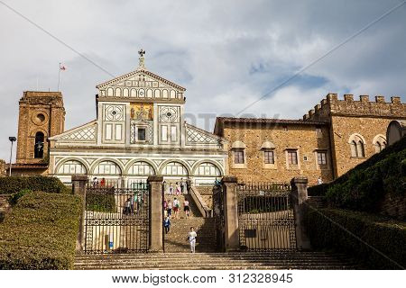 Florence, Italy - April, 2018: Basilica San Miniato Al Monte In Florence