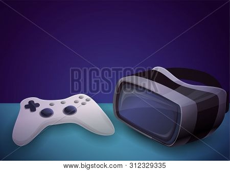 Video Game Console Concept Banner. Cartoon Illustration Of Video Game Console Vector Concept Banner 
