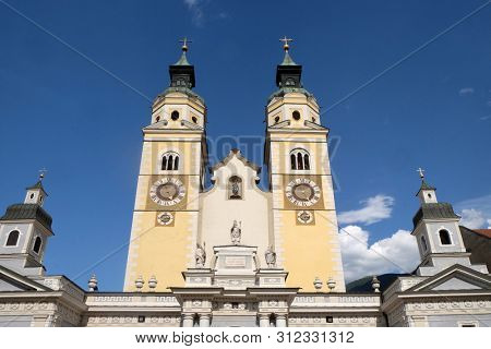 BRESSANONE, ITALY - JULY 14, 2018: Cathedral of Santa Maria Assunta i San Cassiano in Bressanone, Italy