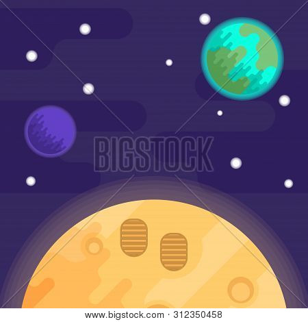 The First Man On The Moon, Apollo 11. Vector Flat Illustration.